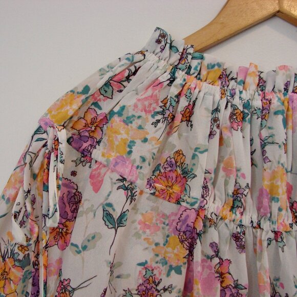 Tularosa Floral Off-Shoulder Mini Dress - White and Pink - Picture 8 of 14